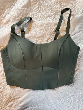 aerie Dark Olive Cropped Bustier Tank